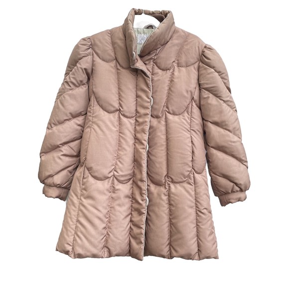 Lord Taylor Women's Vintage Down Filled Long Coat Brown Tan